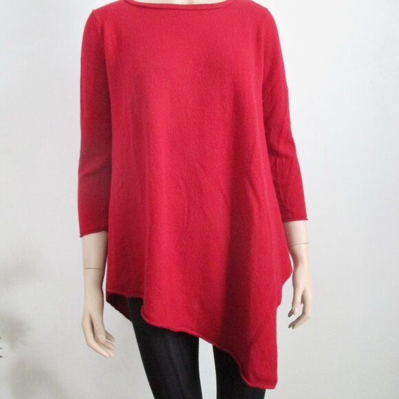Cashmere Sweater Elfen Style Cranberry Red 3/4 Sleeves Size M - Picture 2 of 9